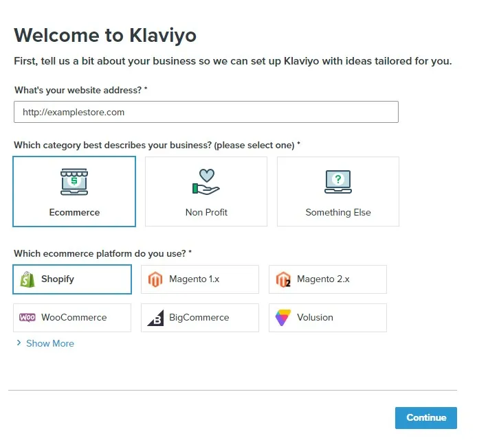 Klaviyo Shopify integration setup wizard 1