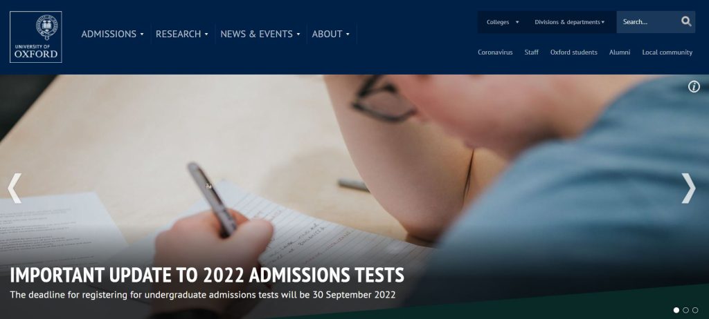 oxford university website in drupal 9