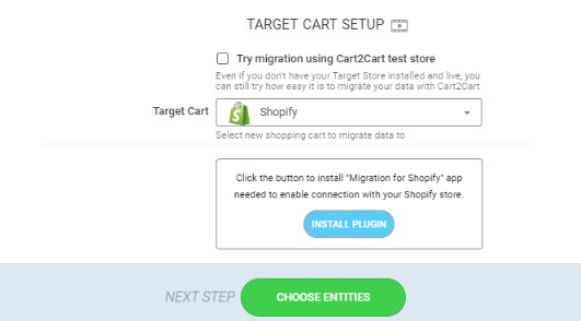 Target Cart Setup of Shopify