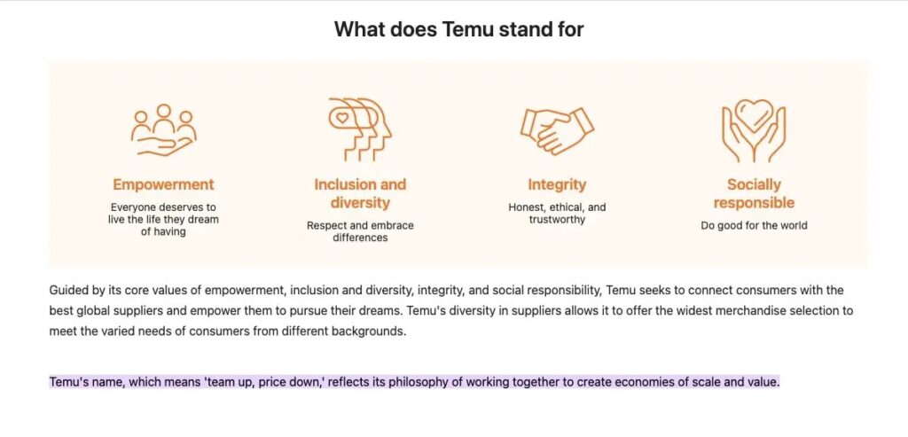 What does Temu stand for?