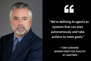 Illustration showing multiple AI agents communicating and sharing data autonomously in a digital network environment.