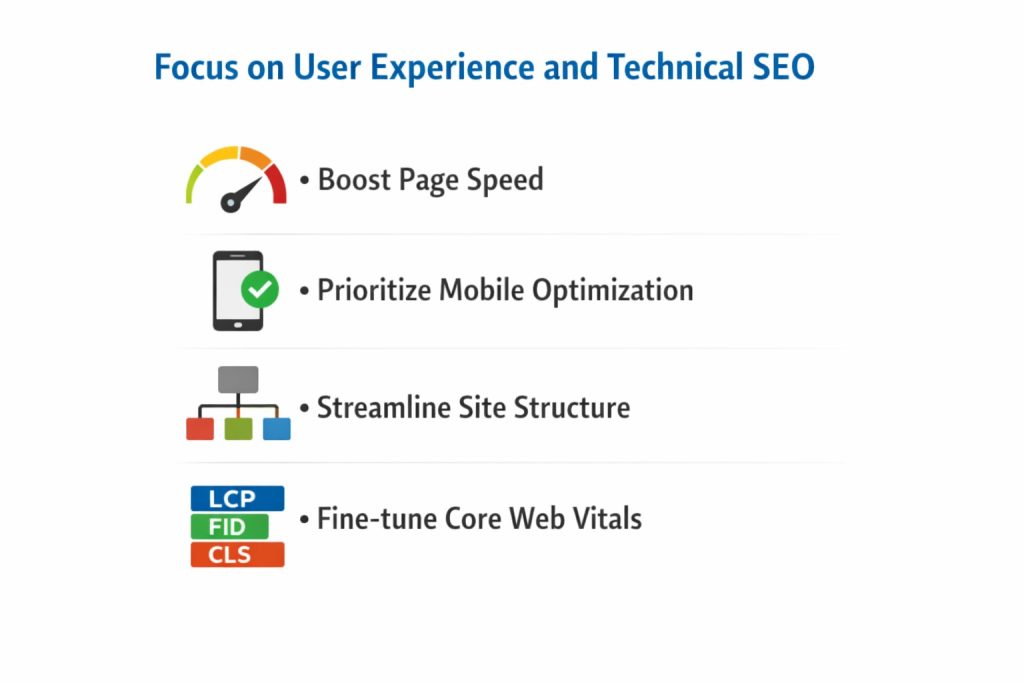 Focus on User Experience and Technical SEO